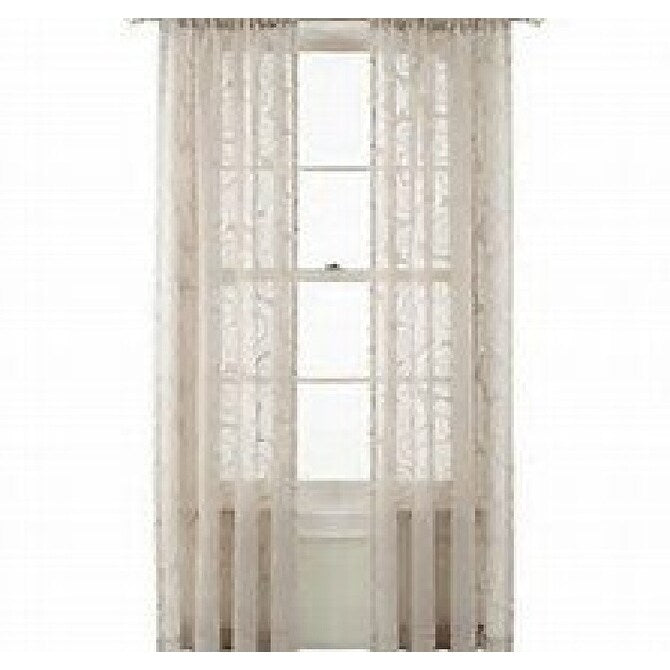 MarthaWindow Daydream Flowers Sheer Rod Pocket Panel 50 W X 95 L Taupe - Grey - 50x95