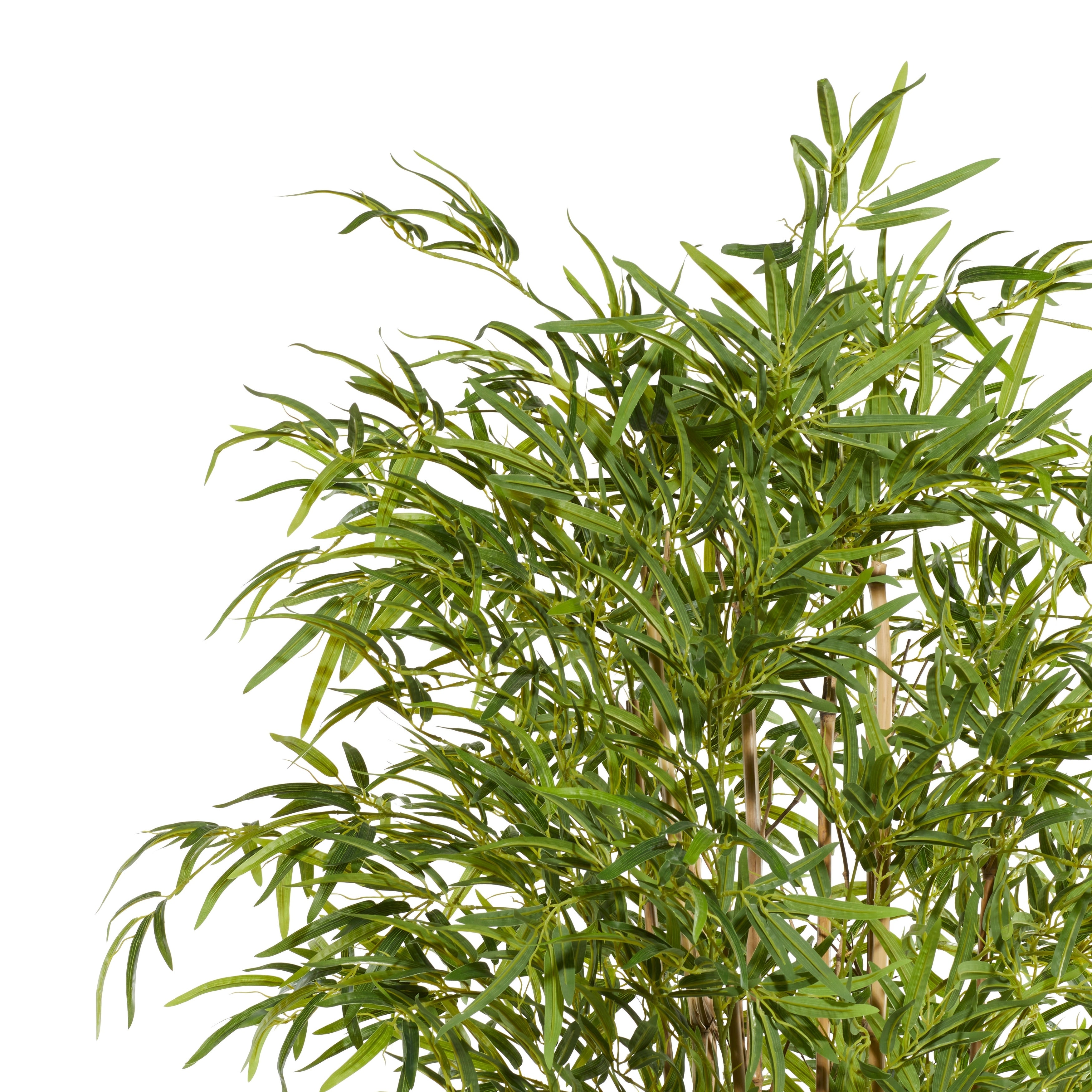 Green Faux Foliage Bamboo Artificial Tree with Realistic Leaves and White Fiberglass Pot