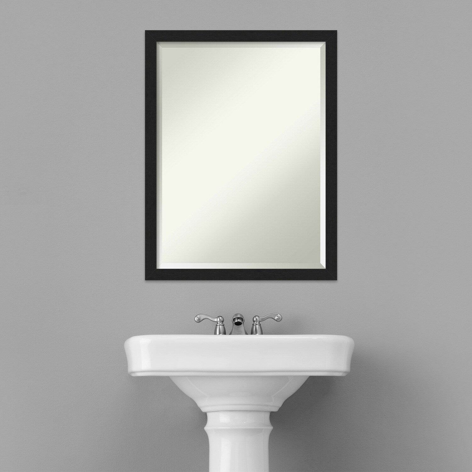 Beveled Bathroom Wall Mirror - Grace Brushed Narrow Frame