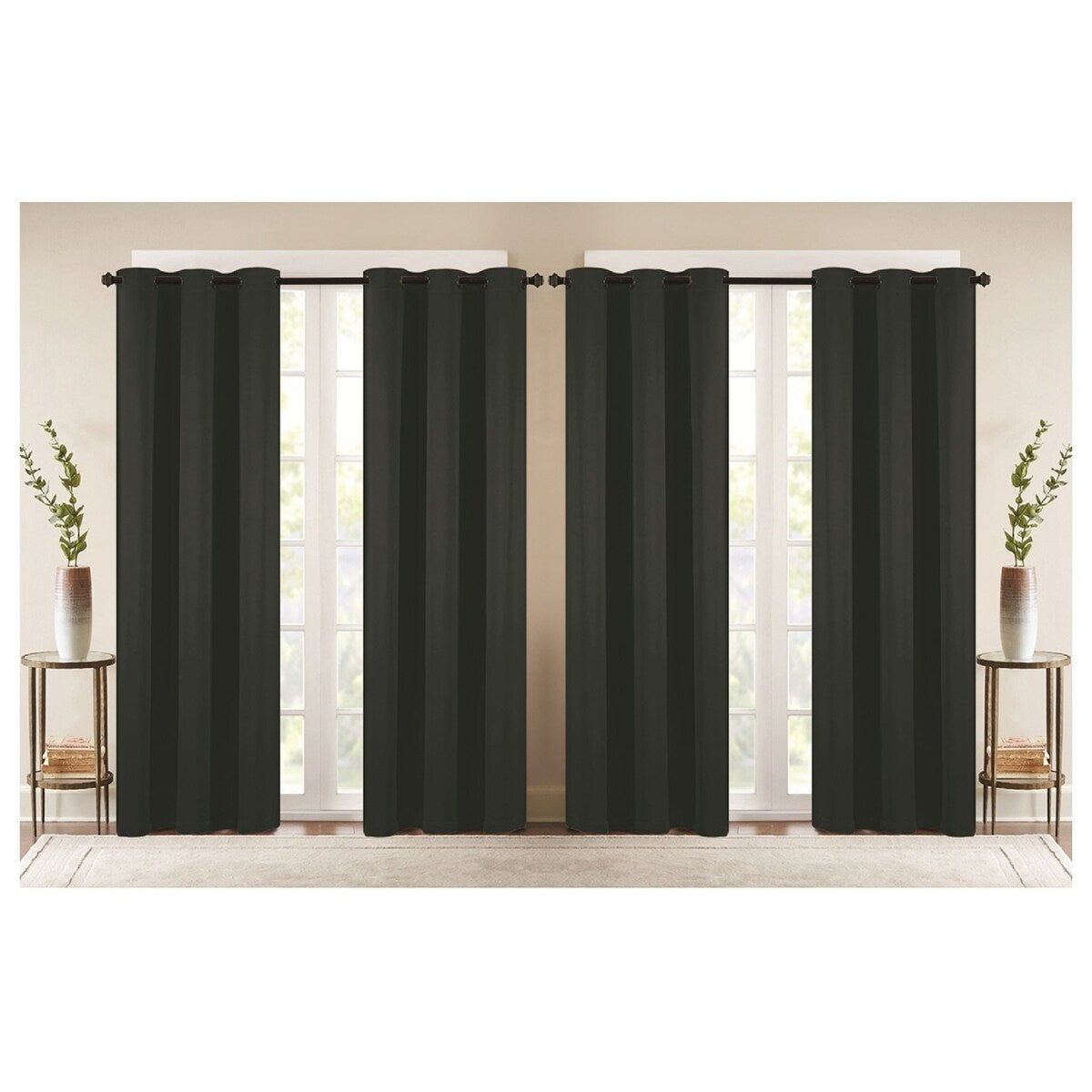 J&V Textiles 4 Panels Room Darkening Thermal Insulated Blackout Grommet Window Curtain Panels for Living Room - 38X84