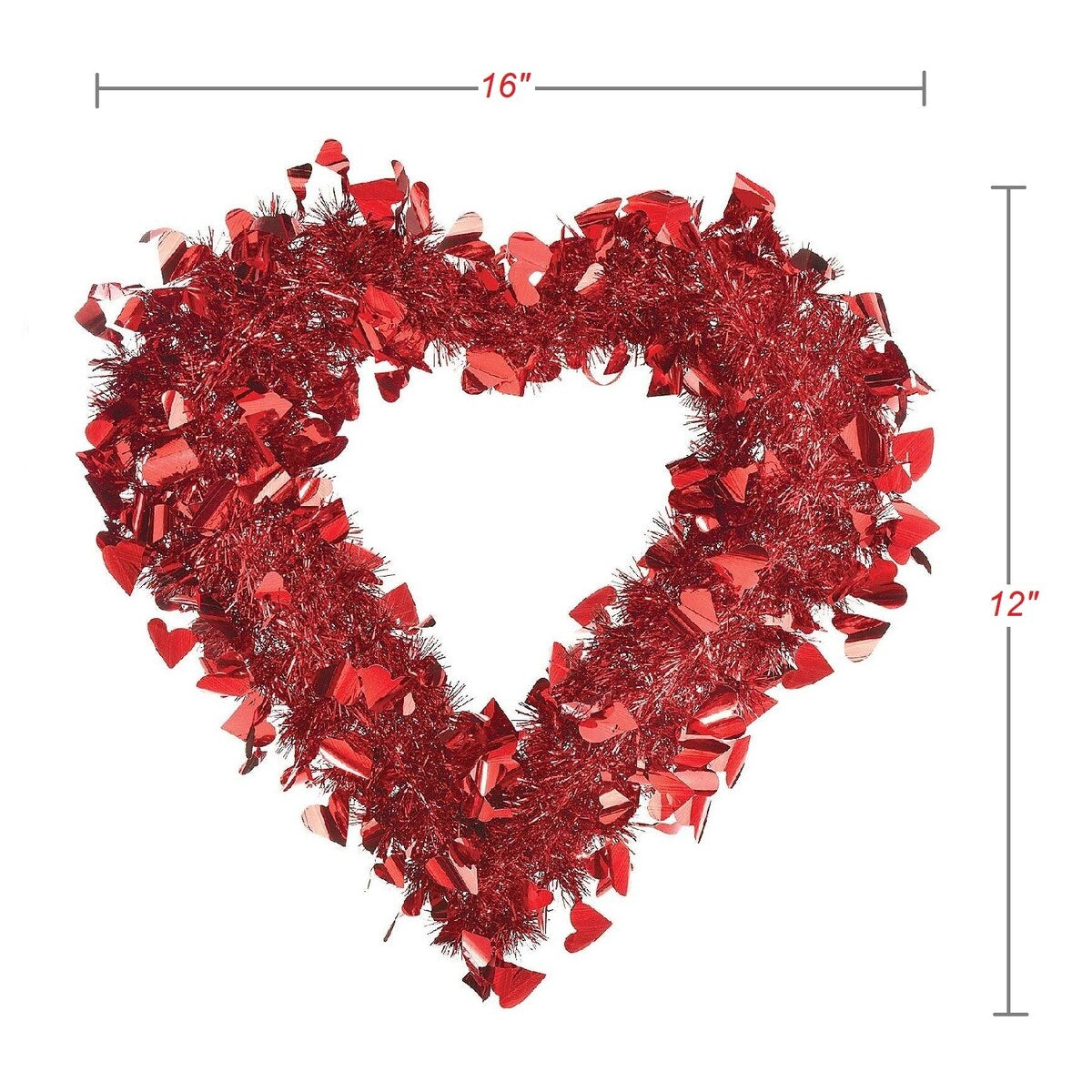 Homvare Heart Shape Wire Tinsel 12 Inches for Valentine's Day Party Wedding Supply Home Decorations - Red - 12 x 15 x 2