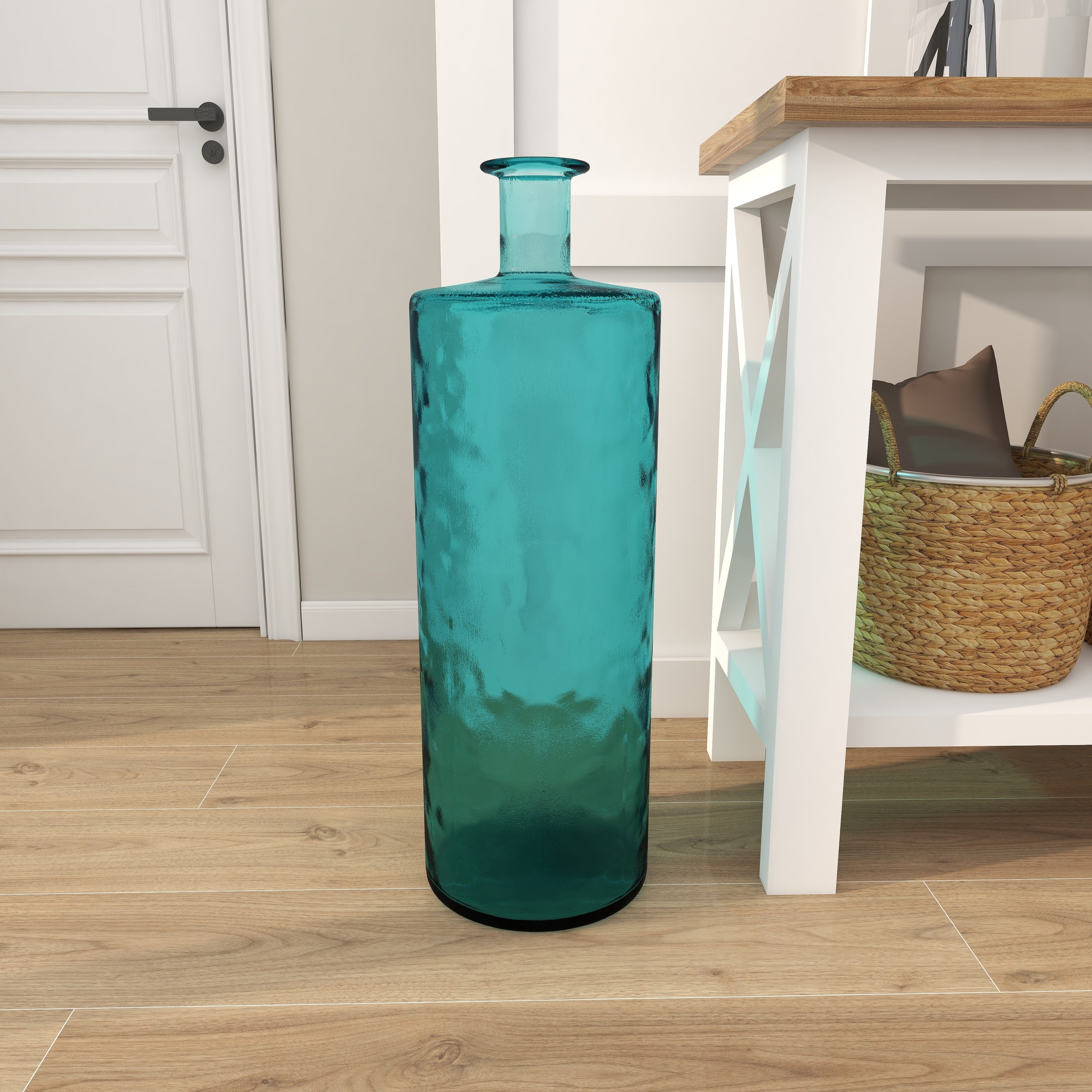 Recycled Glass Bottle Vase Collection Made in Spain - Multiple Sizes - Clear, Blue, Teal, Green