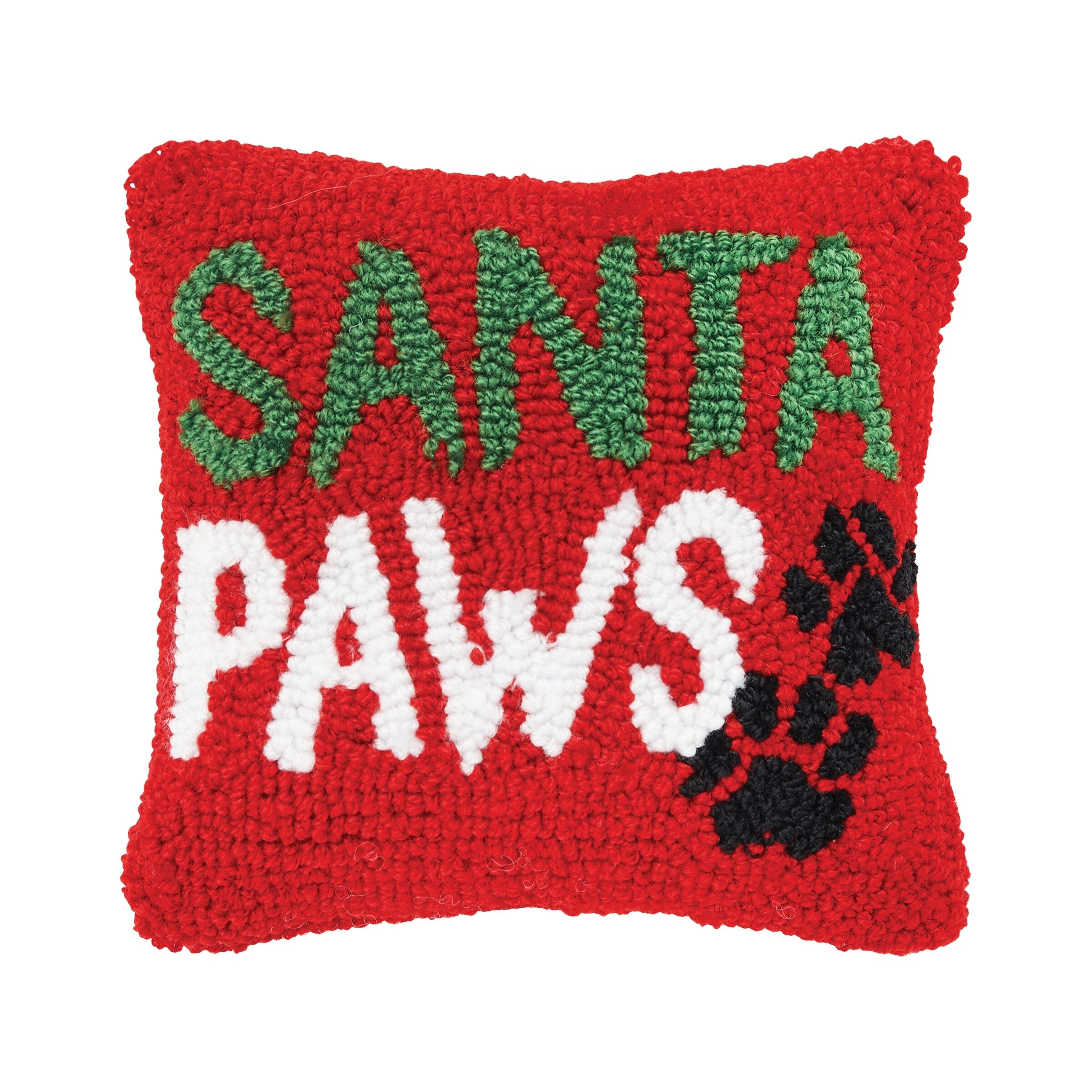 Santa Paws Hooked Throw Pillow