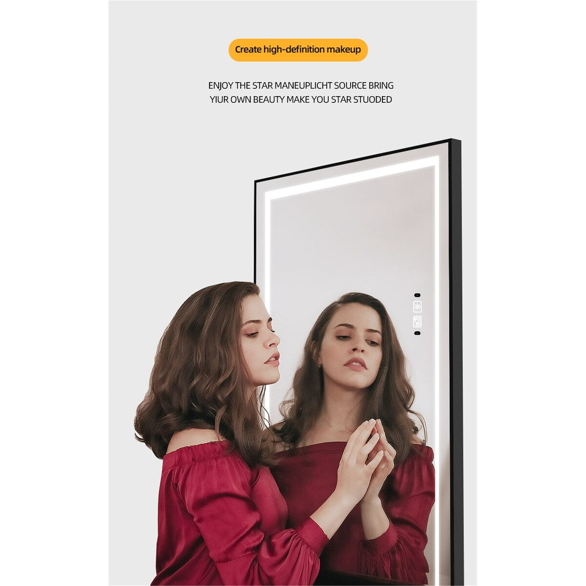 Full Length Mirrors Intelligent Human Body Induction Mirror LED Aluminum Floor Mirrors Stand Full Body Dressing Room Hotel