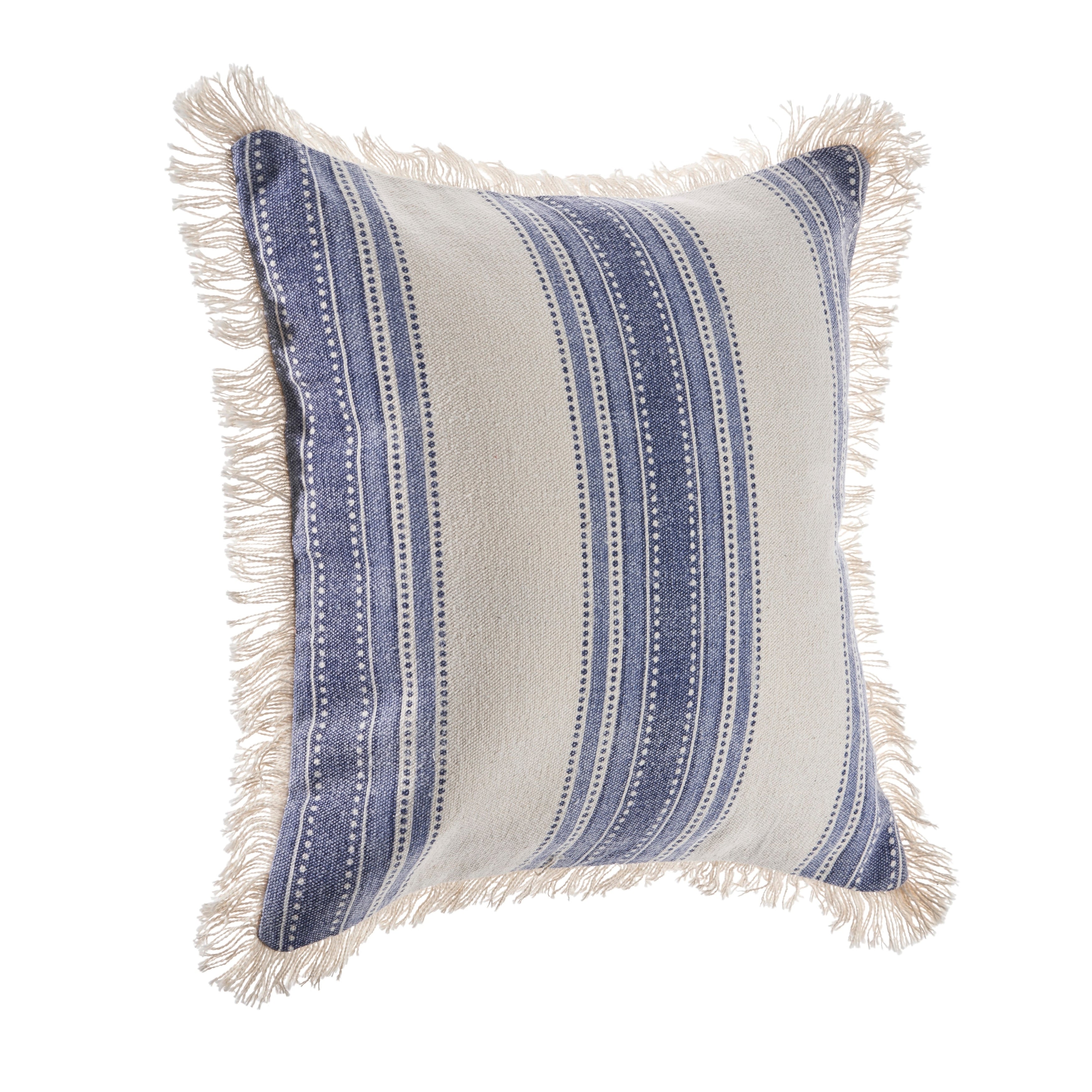 Sevita Coastal Striped Blue and Cream Throw Pillow, Single or Set of 2