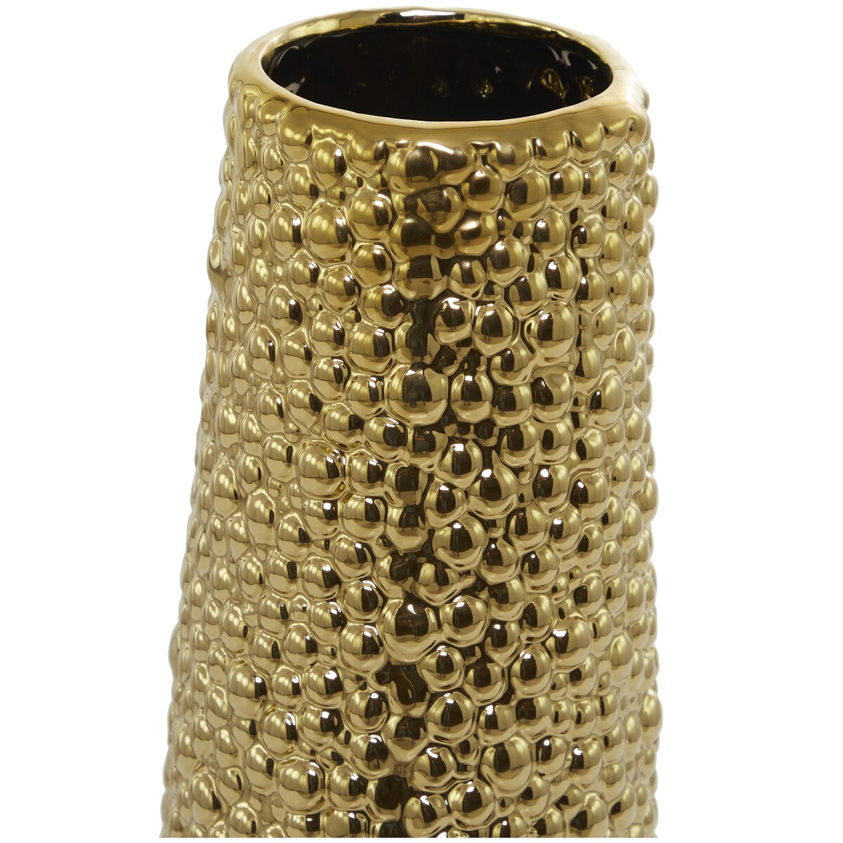 Ceramic Tall Cone Decorative Vase with Bubble Texture - Silver, White, Black, Gold - Roche River Decor