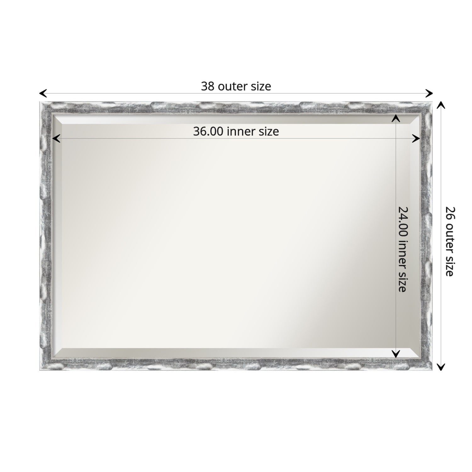 Beveled Bathroom Wall Mirror - Scratched Wave Chrome Frame - Scratched Wave Chrome