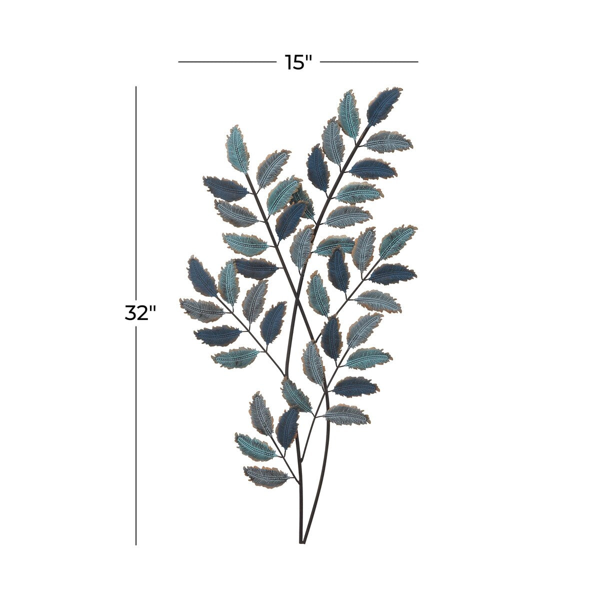 Metal Leaf Home Wall Decor - Blue - Roche River Decor