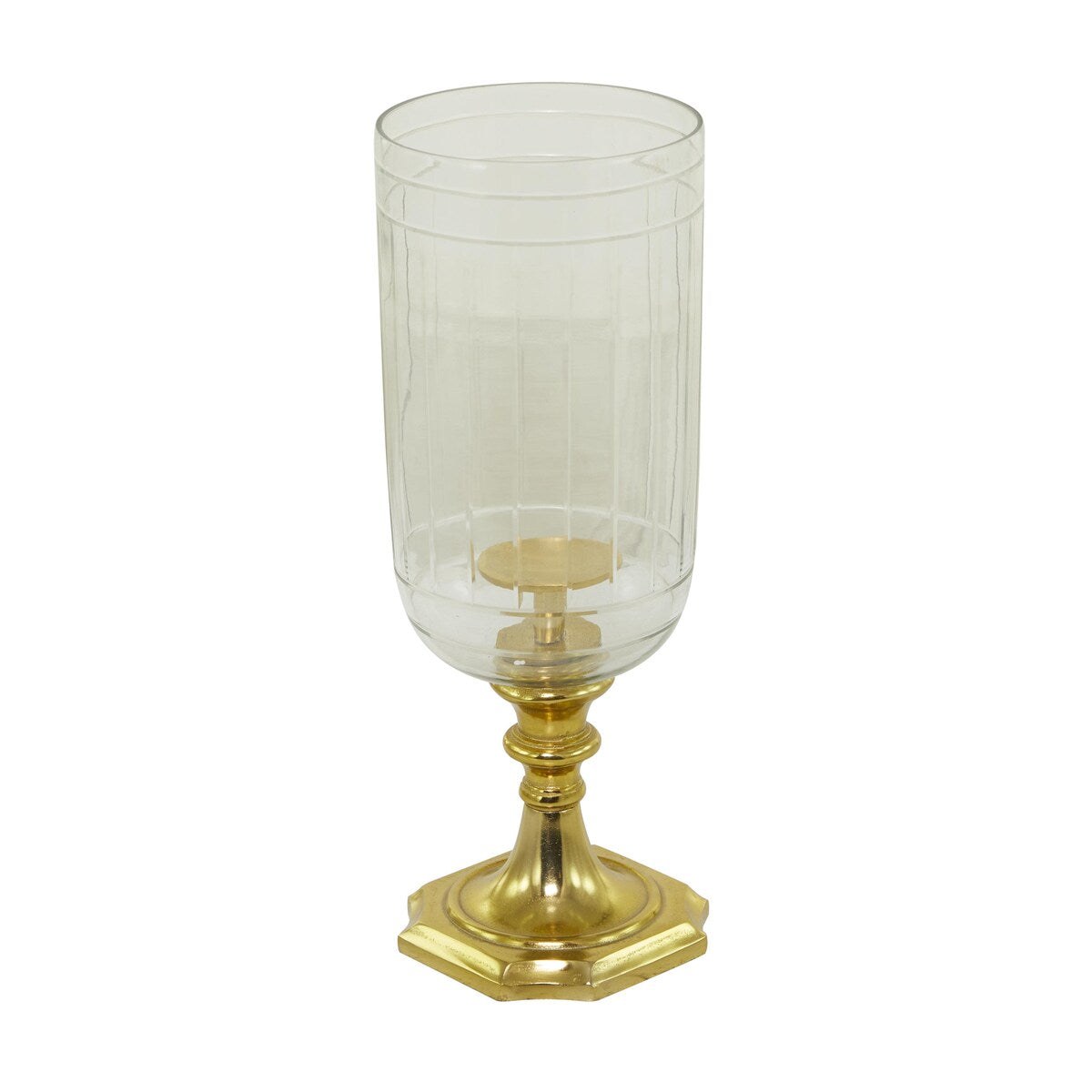 Aluminum Metal Single Candle Hurricane Lamp - Gold - Roche River Decor