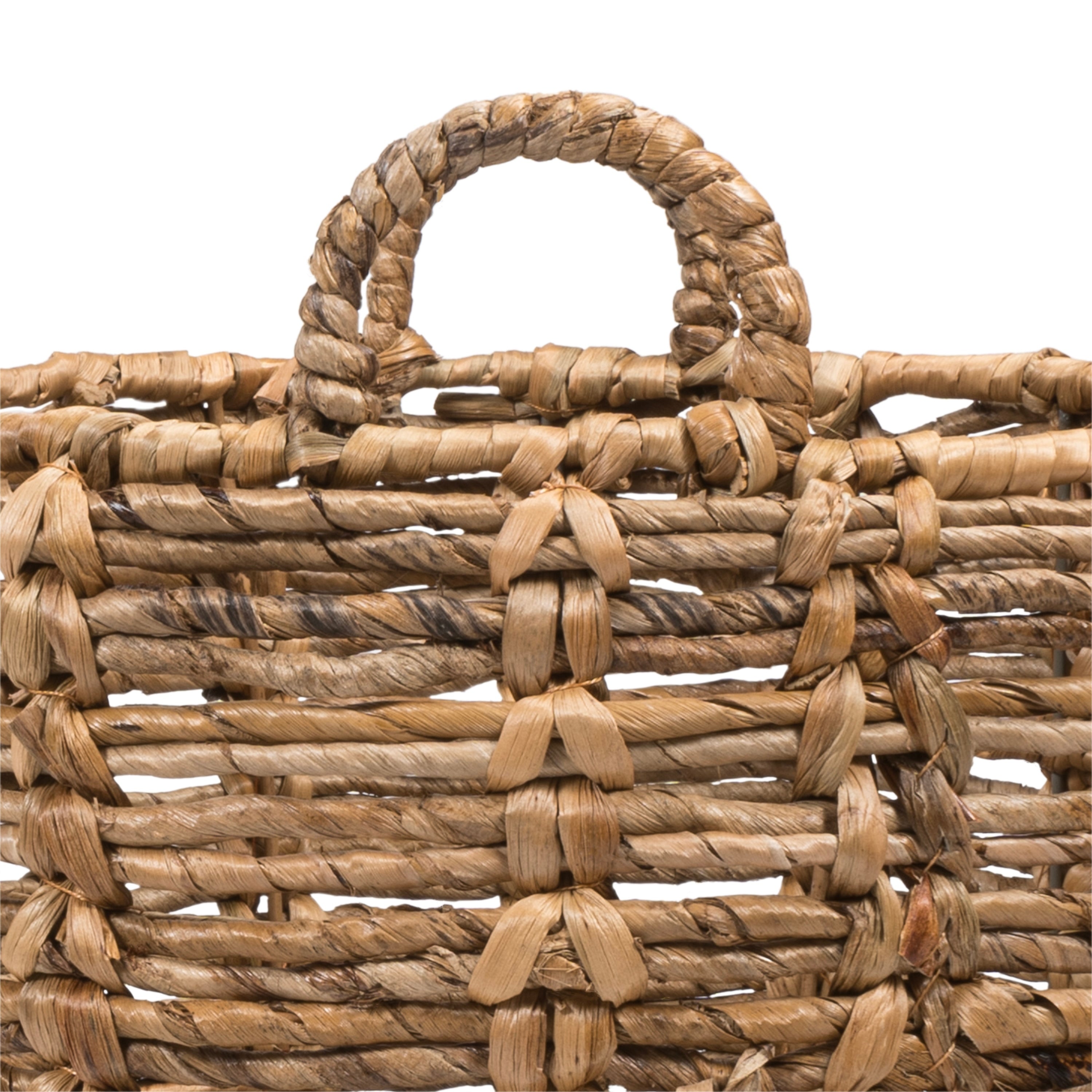 happimess Laurel Bohemian Hand-Woven Abaca Basket with Handles, Natural