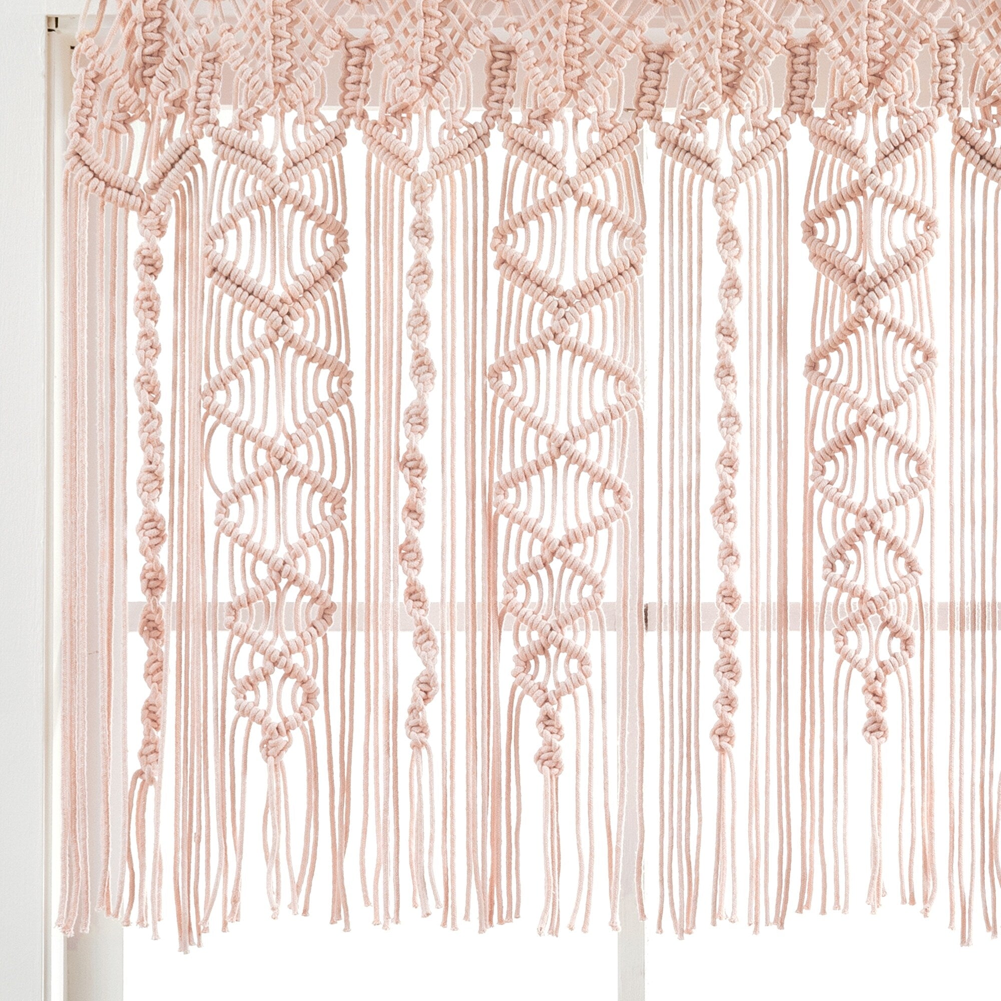 Lush Decor Boho Macrame Textured Cotton Valance/Kitchen Curtain/Wall Decor