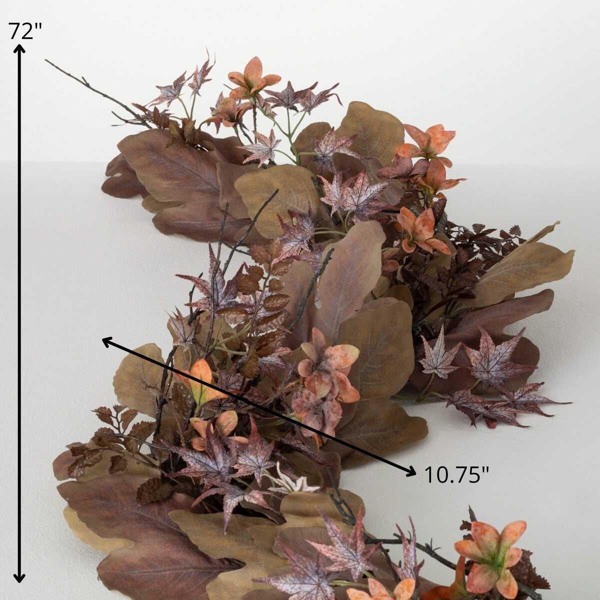 72L Sullivans Artificial Mixed Leaf Rustic Fall Garland, Brown