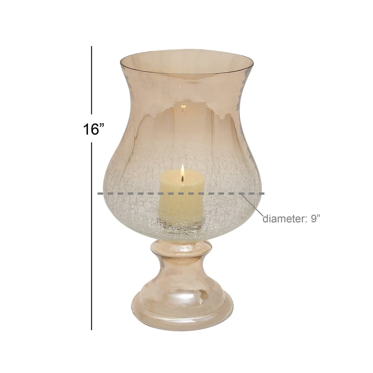 Glass Handmade Turned Style Pillar Hurricane Lamp with Smoked Glass Finish - Gold - Roche River Decor