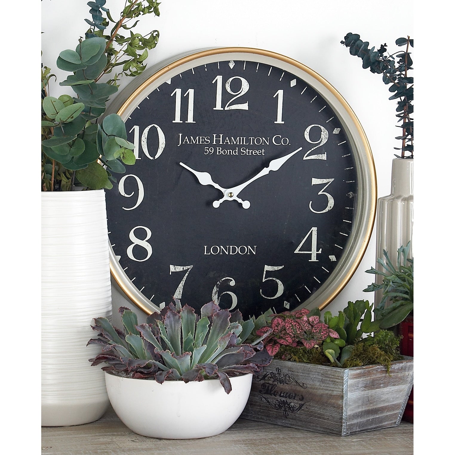 Black Iron Traditional Wall Clock No Theme 16 x 16 x 3