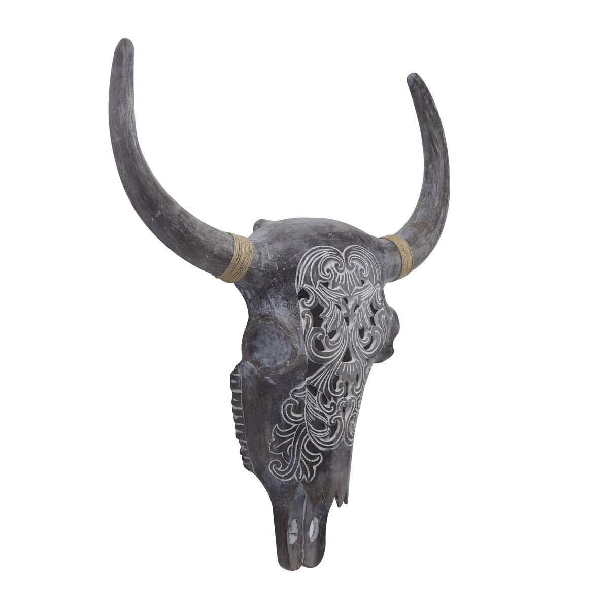 Polystone Bull Skull Home Wall Decor - Gray or Brown - Roche River Decor