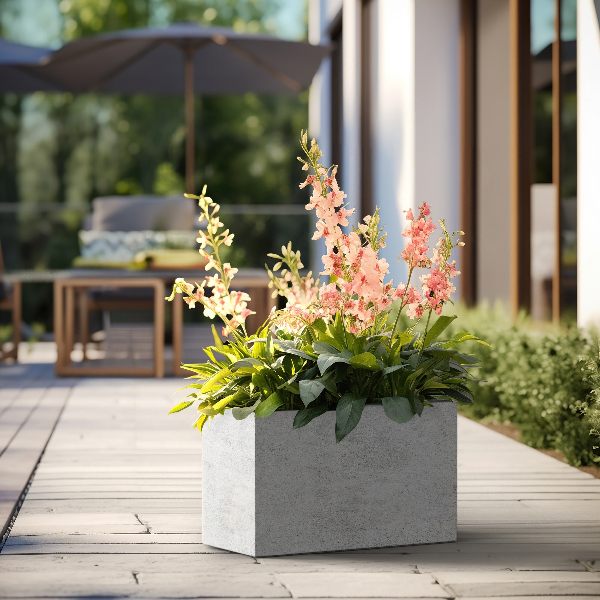 Tall Concrete Rectangle Plant Boxes / Large Indoor and Outdoor Flower Planters