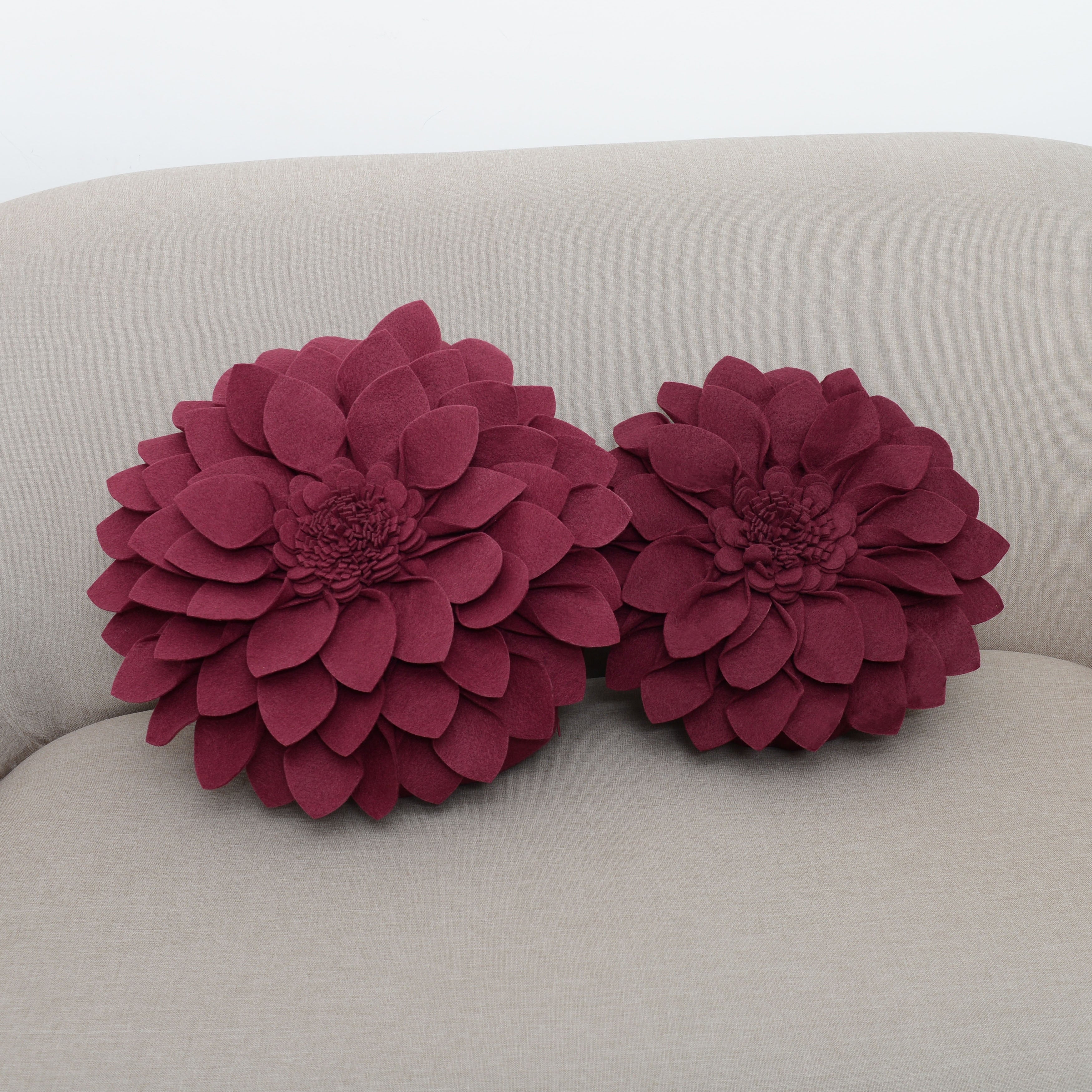 Felt Flower Design Throw Pillow