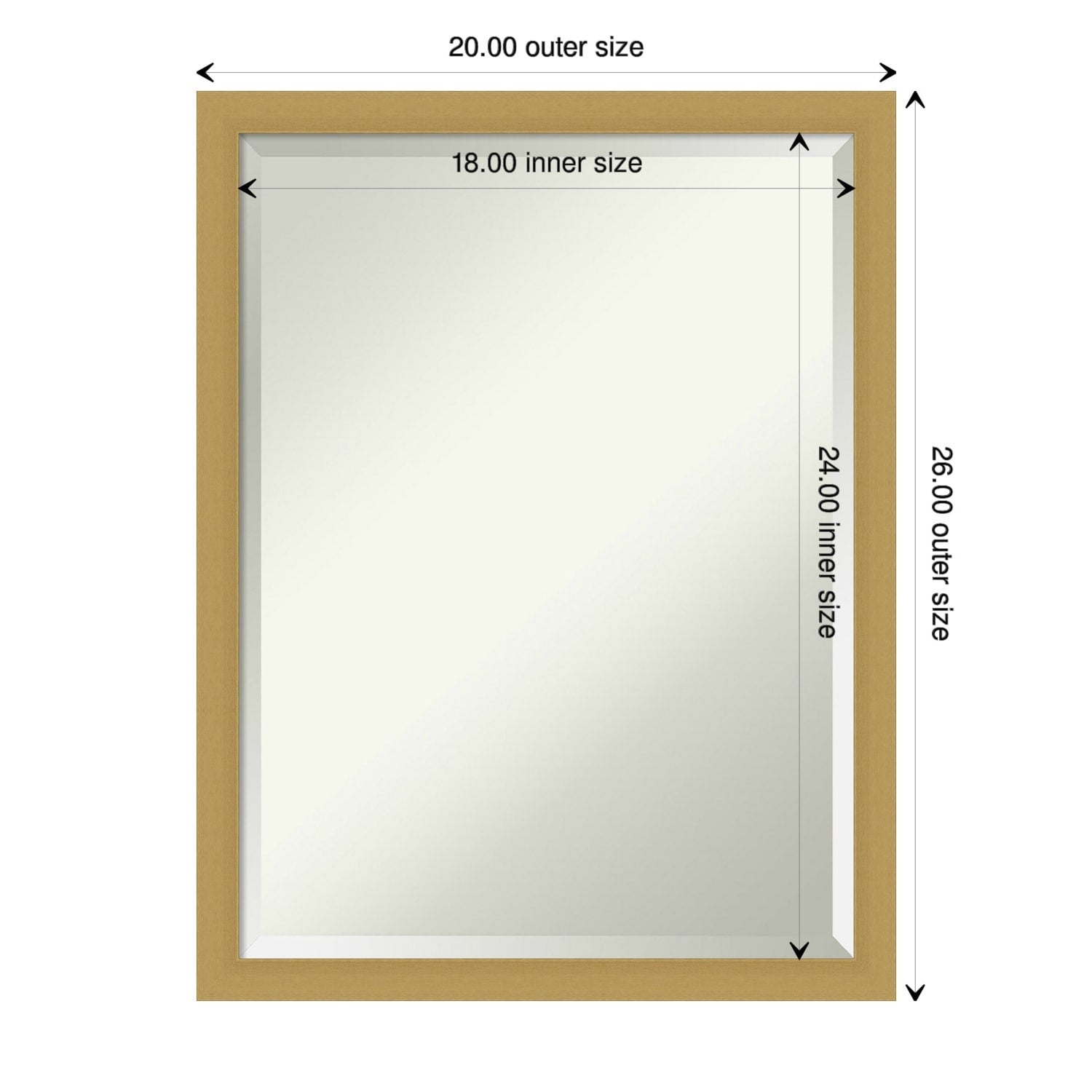 Beveled Wall Mirror - Grace Brushed Gold Narrow Frame