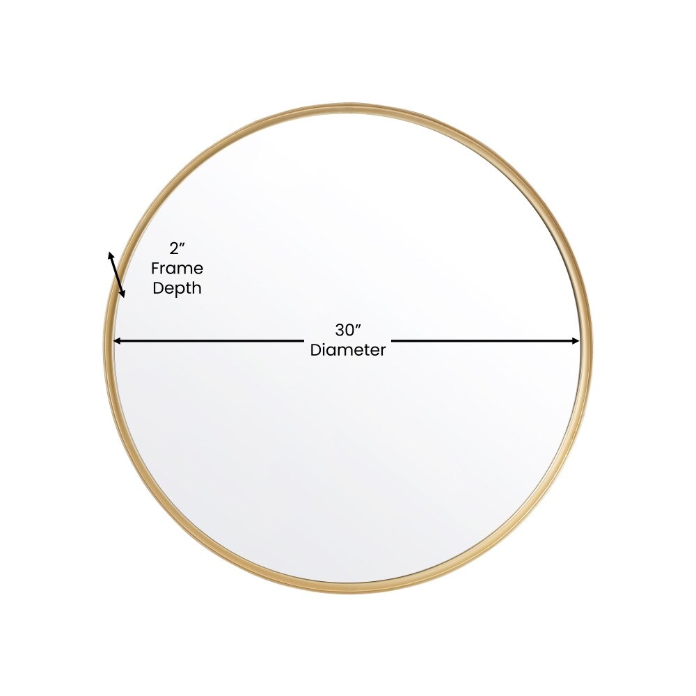 Wall Mount Shatterproof Round Accent Wall Mirror with Metal Frame