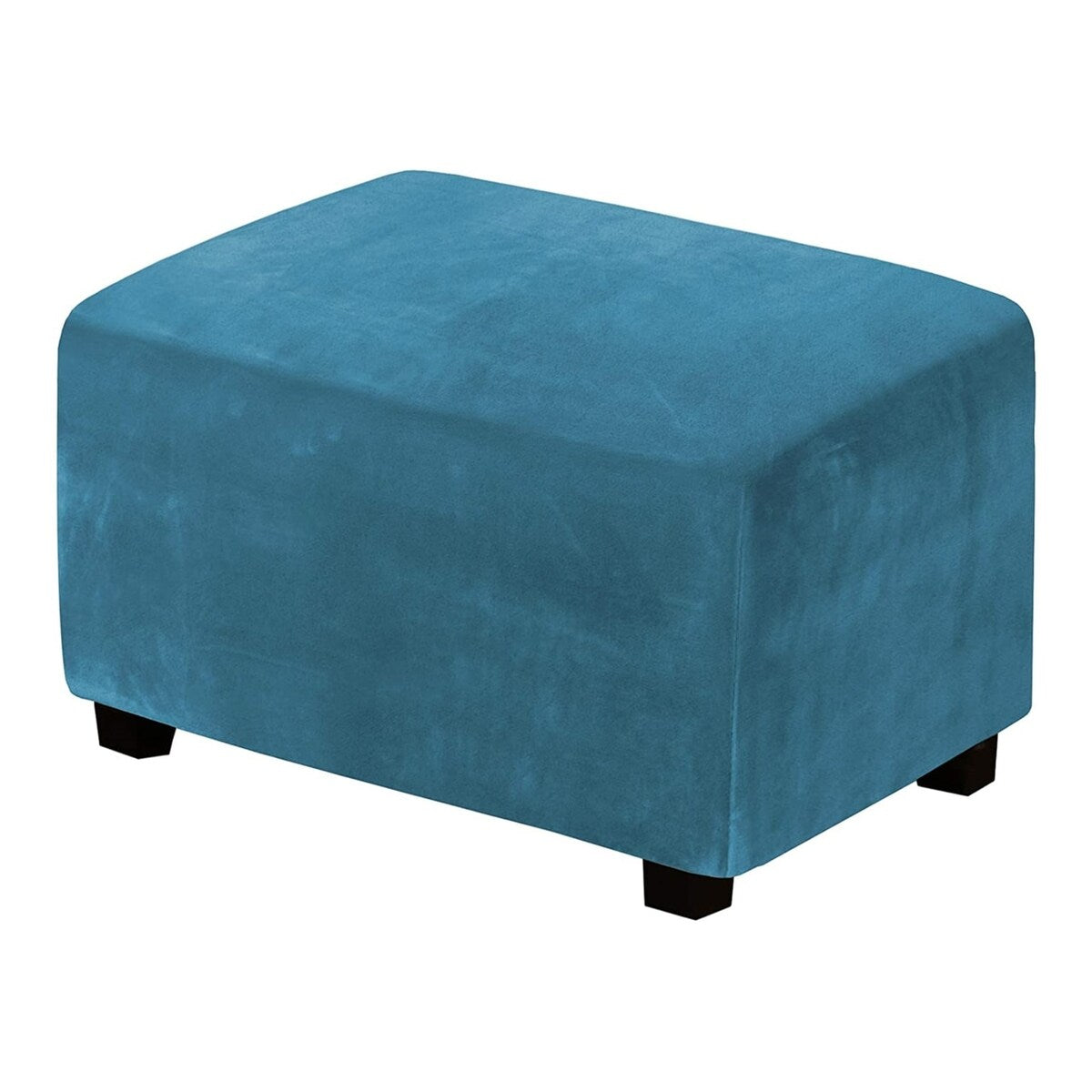 Enova Home One Piece Extra Large Removable Stretch Velvet Fabric Ottoman Slipcover with Elastic Bottom