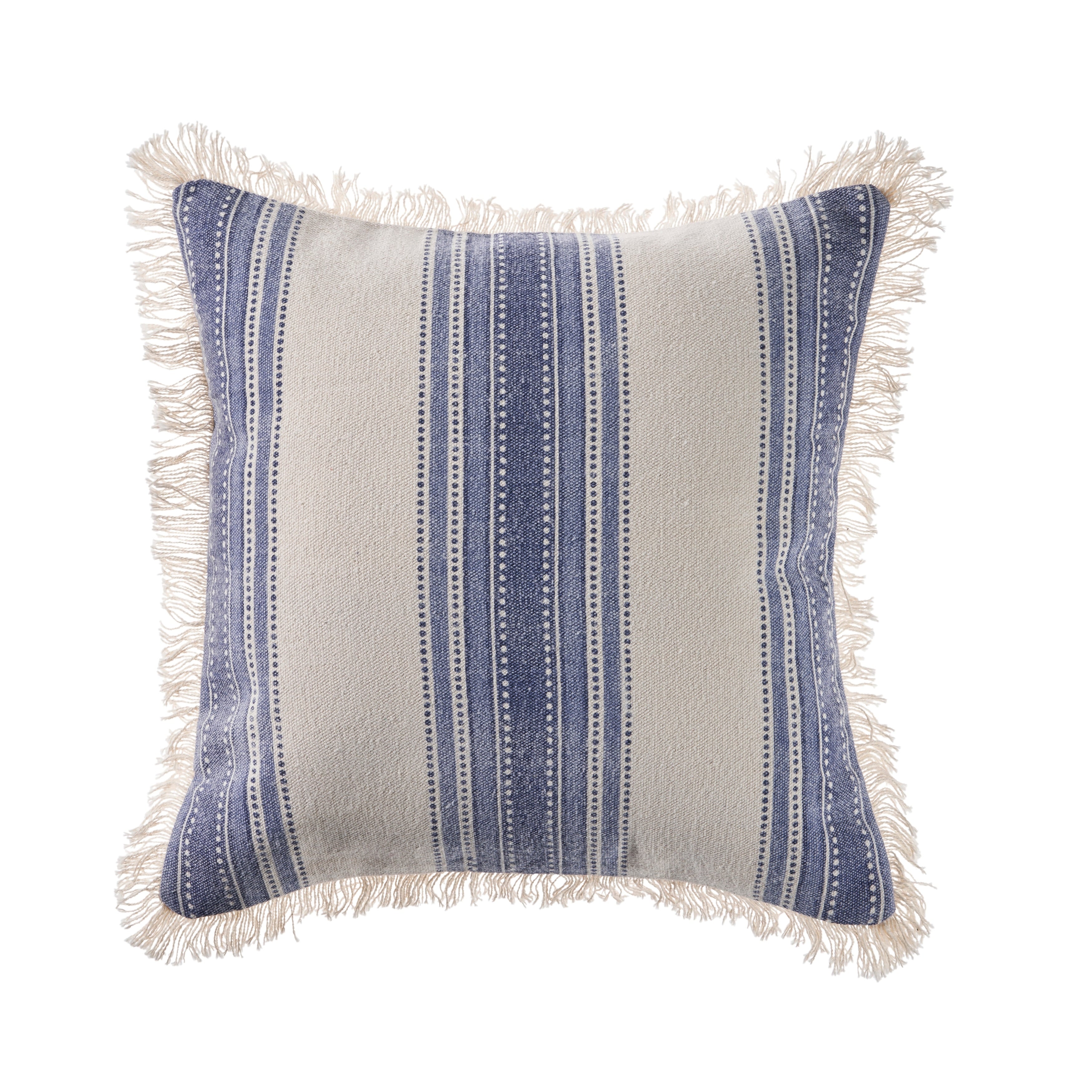 Sevita Coastal Striped Blue and Cream Throw Pillow, Single or Set of 2