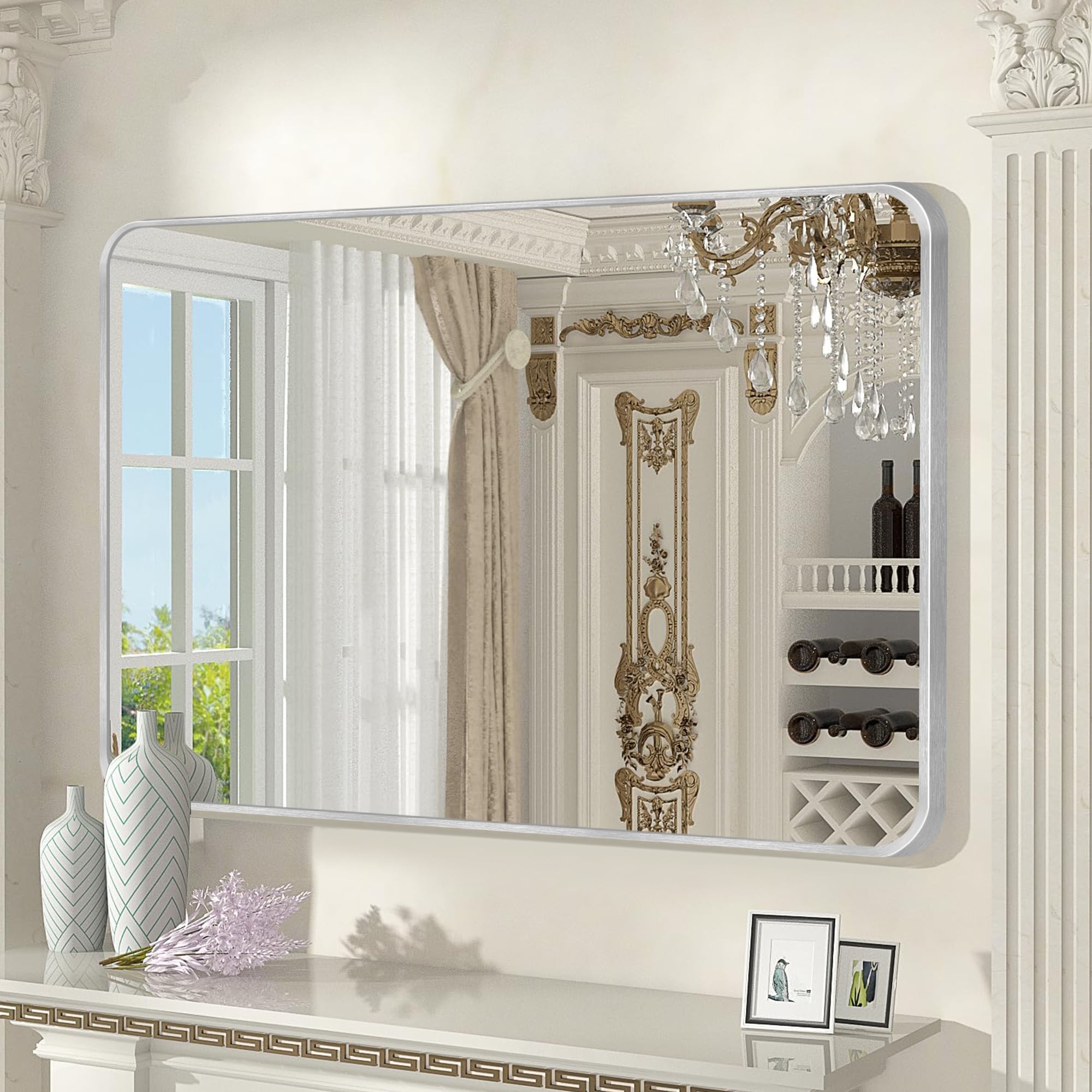 Wall Mount Bathroom Rectangle Vanity Mirror (Horizontal/Vertical)