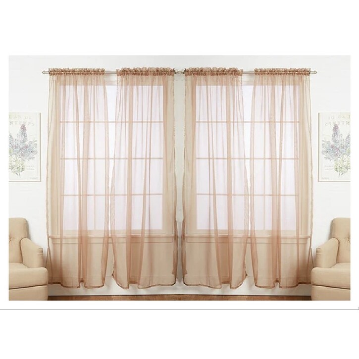 J&V Textiles 4 Pack Value Solid Sheer Window Curtain Panels - 55X84