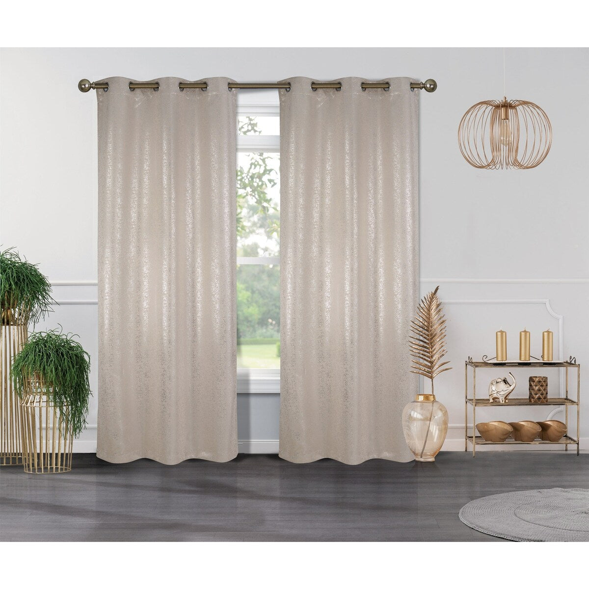 J&V Textiles Cassie Metallic Textured Blackout Grommet Top Curtains - 38X84 -76X84