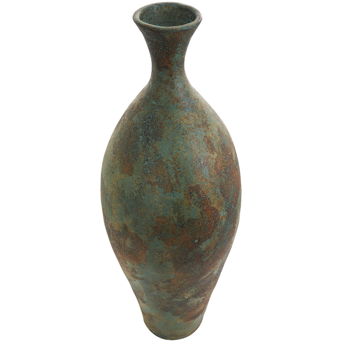 Ceramic Tall Distressed Antique Style Decorative Vase - Green - Roche River Decor