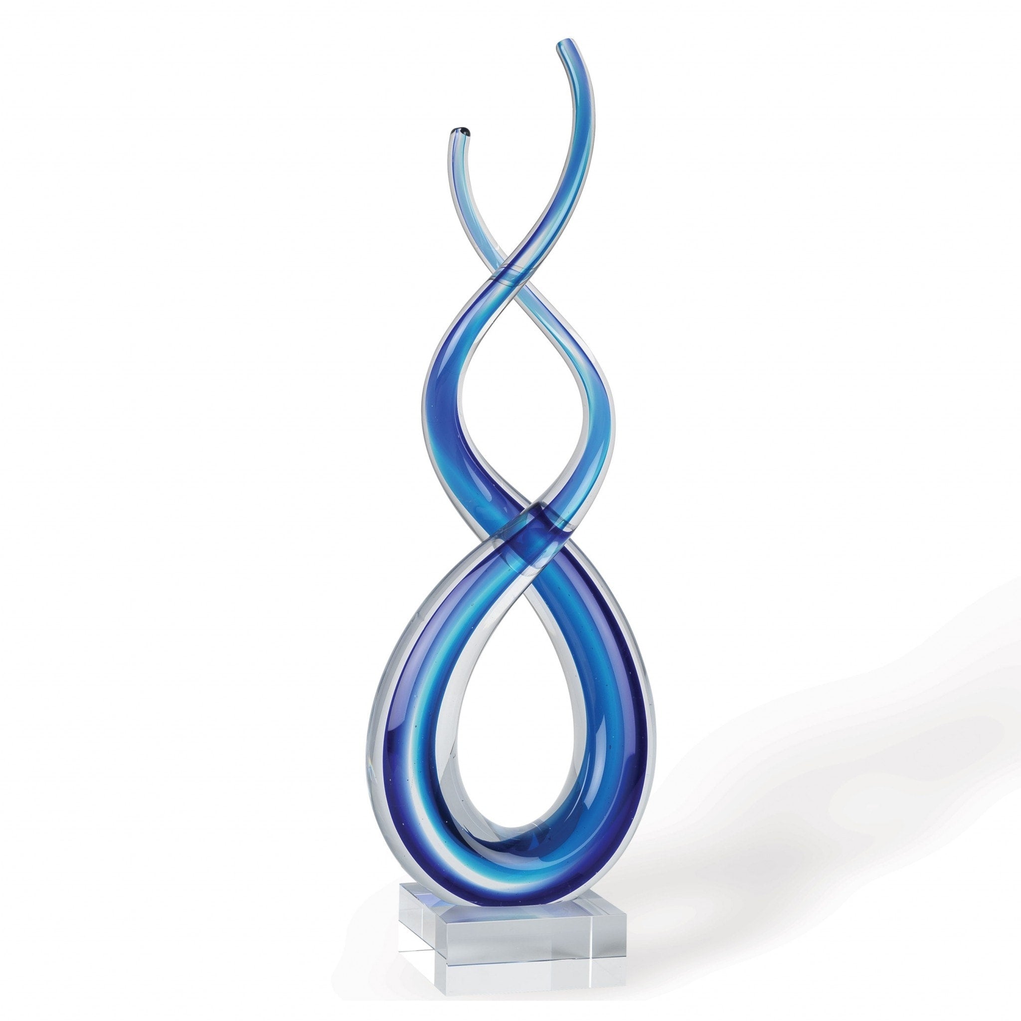 HomeRoots 14 Clear and Blue Murano Glass Modern Abstract Tabletop Sculpture