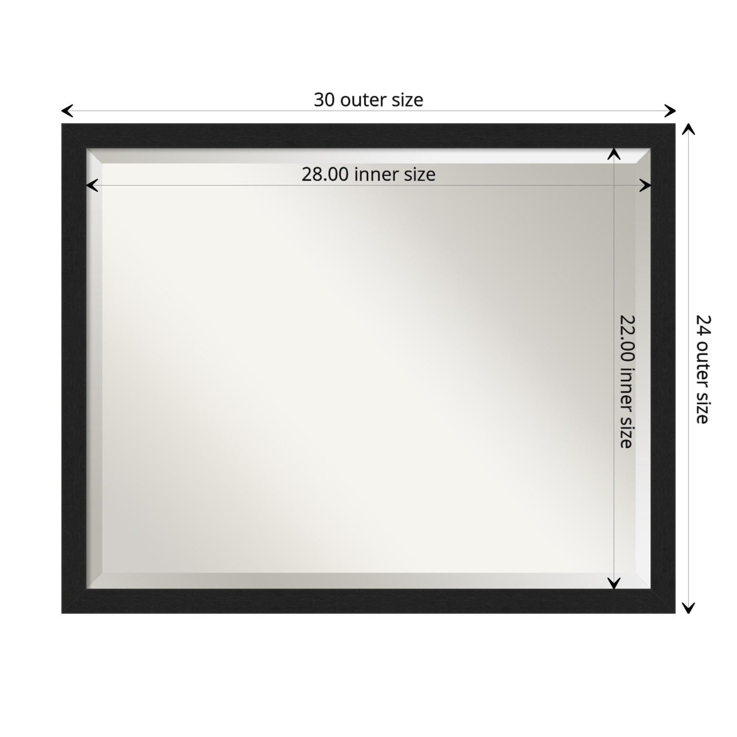 Beveled Bathroom Wall Mirror - Grace Brushed Narrow Frame