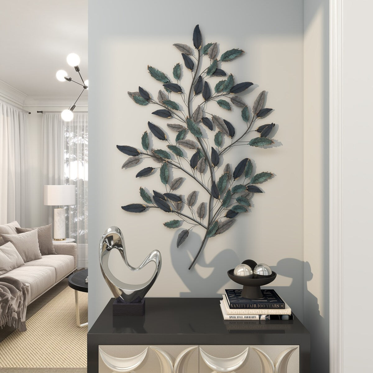 Metal Leaf Home Wall Decor - Blue - Roche River Decor