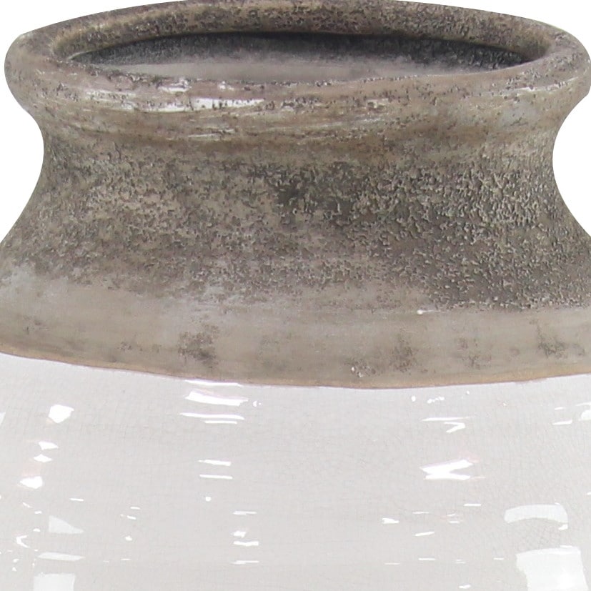 Gray Ceramic Vase with White Body