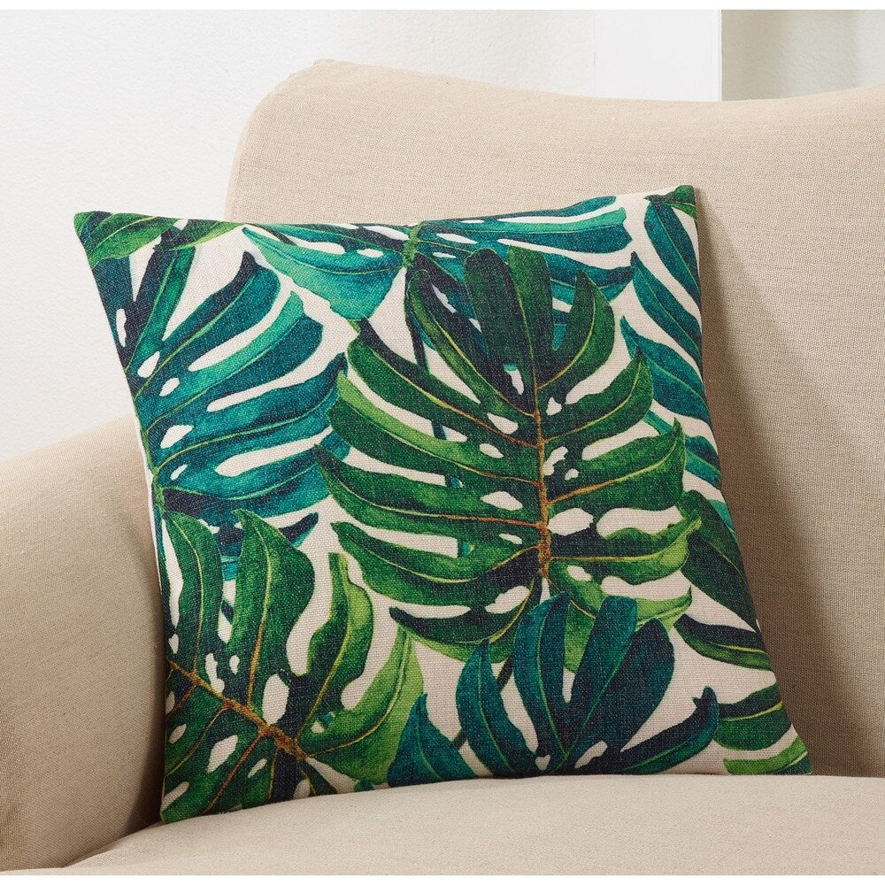 Tropical Throw Pillow With Banana Leaf Print