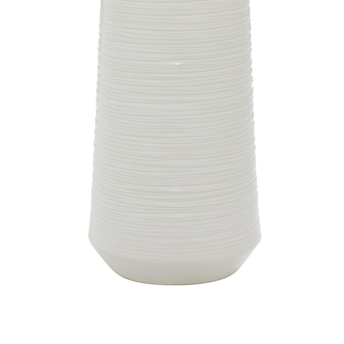 Porcelain Ceramic Ribbed Decorative Vase - White - CosmoLiving by Cosmopolitan