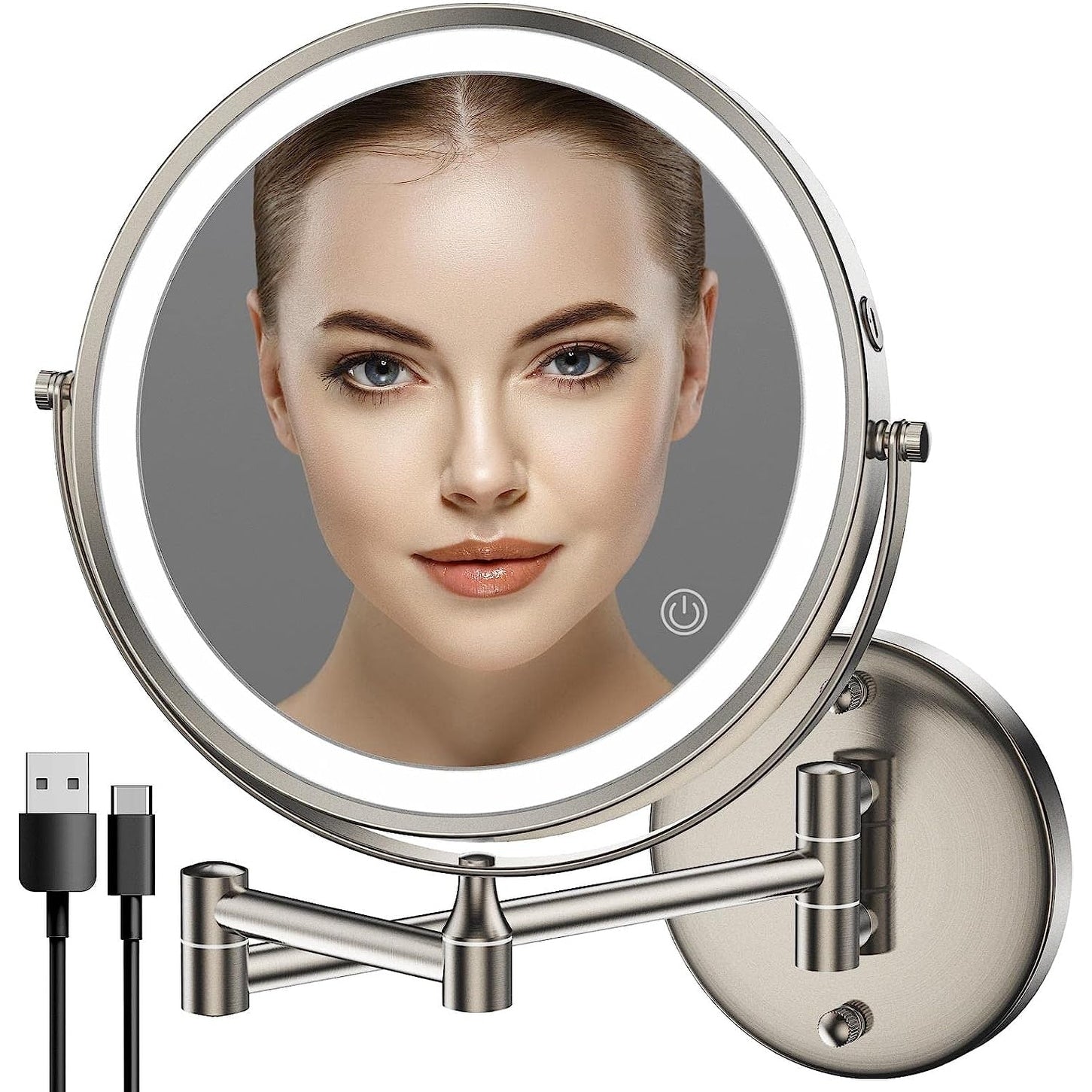 Rechargeable Wall Mounted Lighted Makeup Mirror