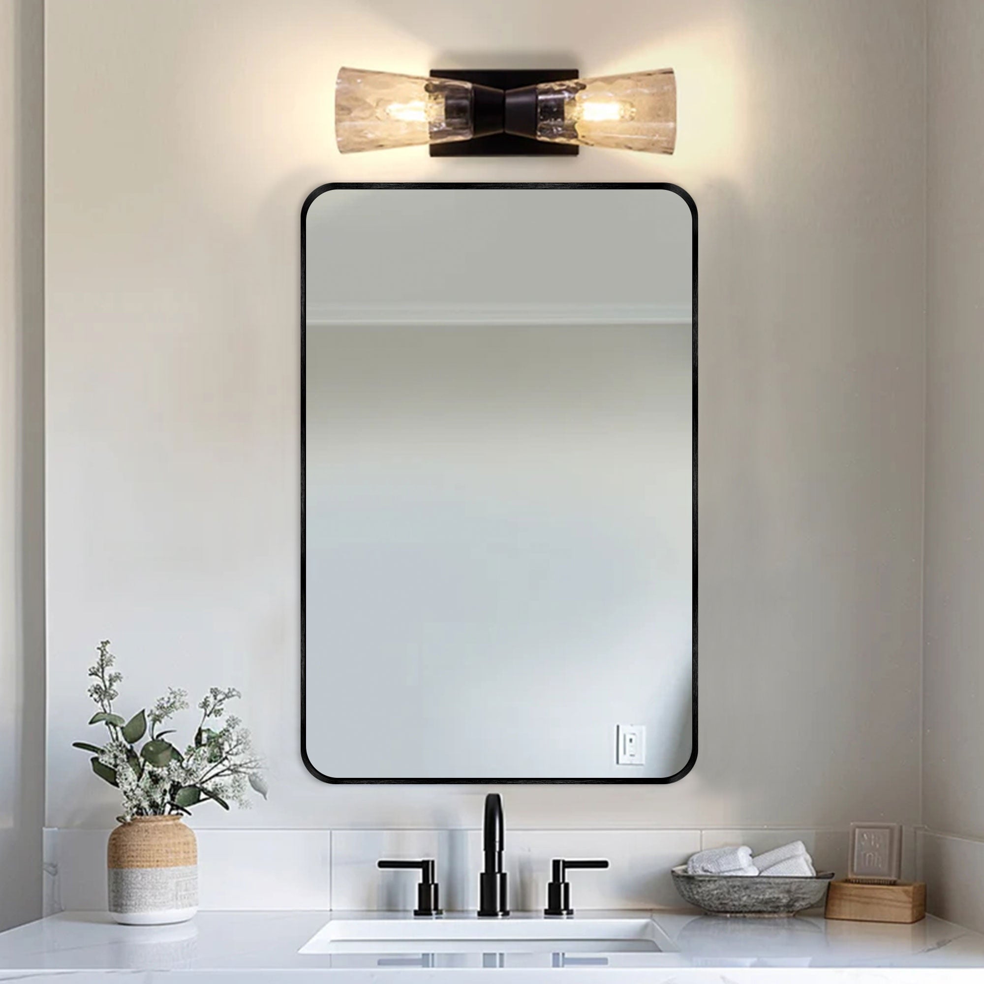 Wall Mount Bathroom Rectangle Vanity Mirror (Horizontal/Vertical)