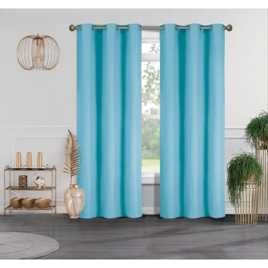 J&V Textiles 4 Panels Room Darkening Thermal Insulated Blackout Grommet Window Curtain Panels for Living Room - 38X84