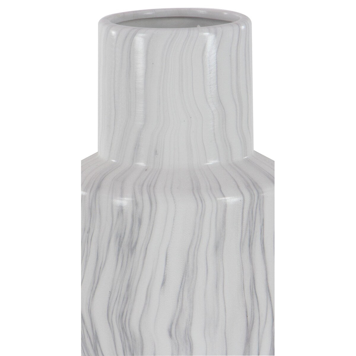 Ceramic Faux Marble Decorative Vase - White - Roche River Decor