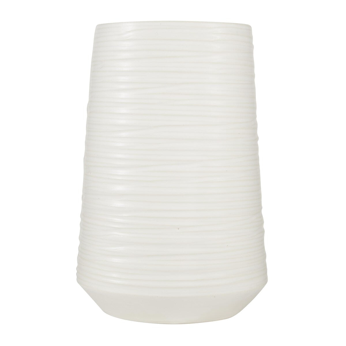 Porcelain Ceramic Ribbed Decorative Vase - White - CosmoLiving by Cosmopolitan