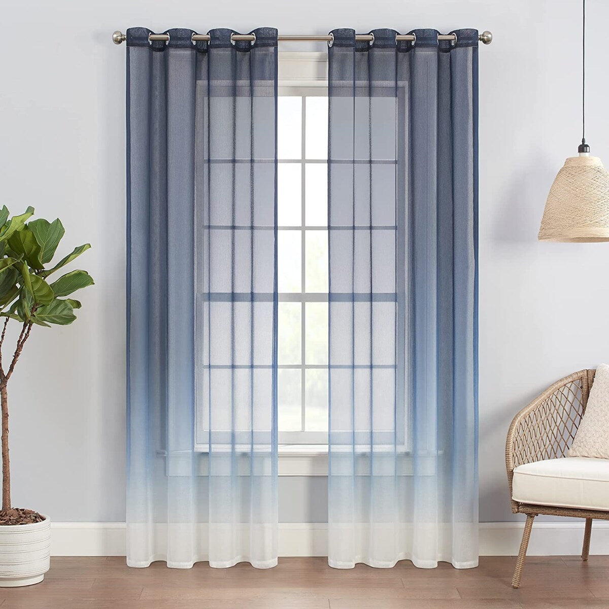 Eclipse Indus Printed Ombre Textured Light Filtering Grommet Curtains (2 Panels)