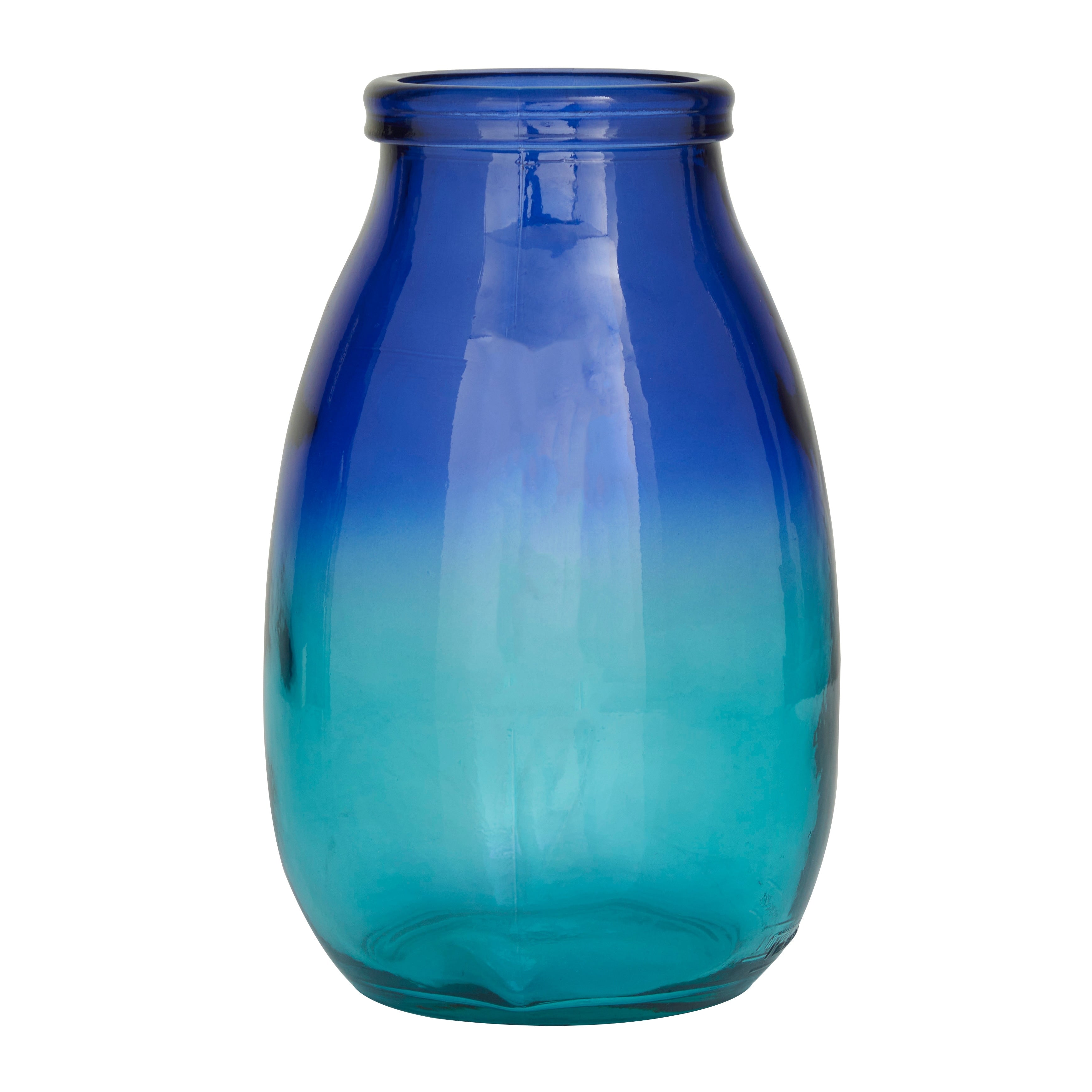 Recycled Glass Bottle Vase Collection Made in Spain - Multiple Sizes - Clear, Blue, Teal, Green