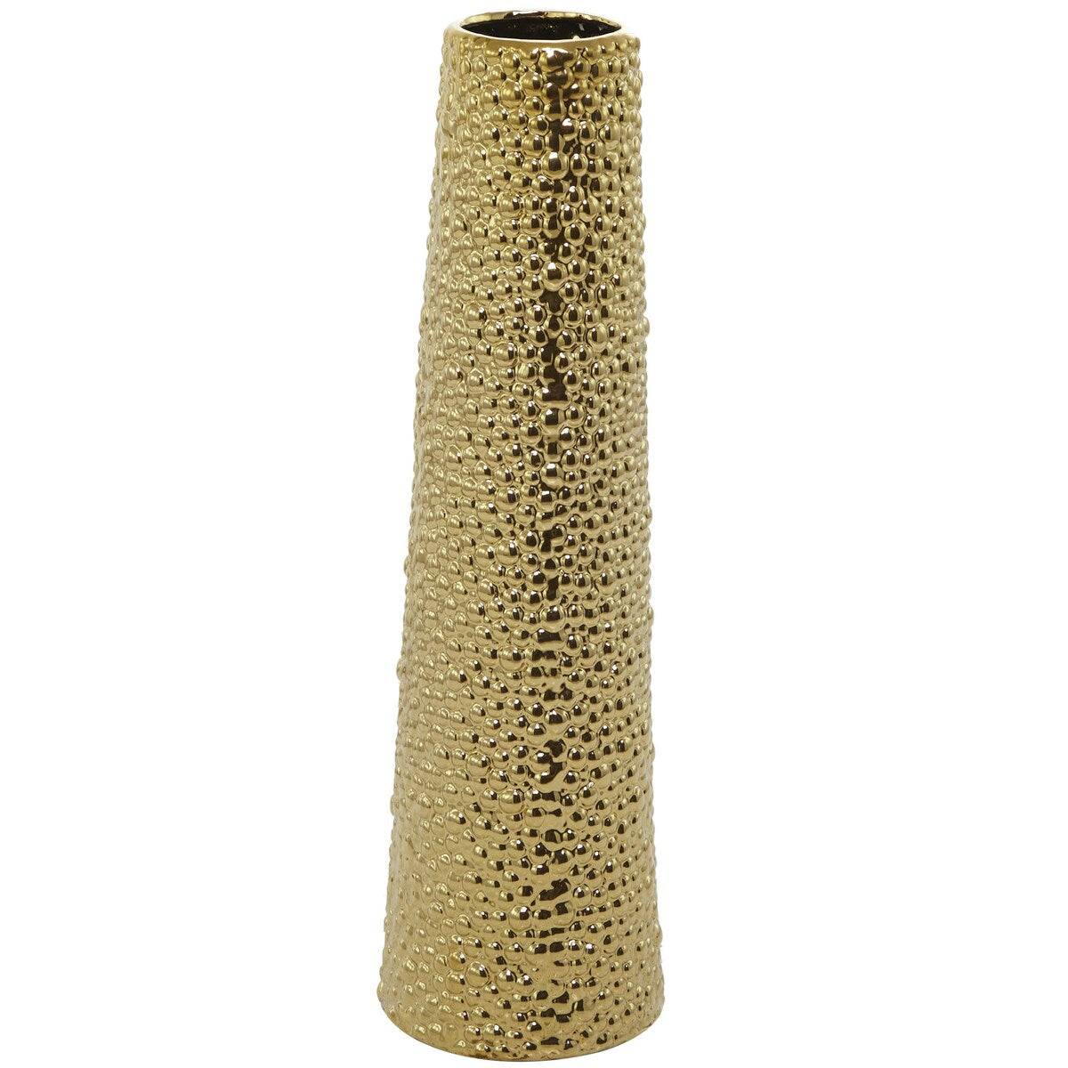 Ceramic Tall Cone Decorative Vase with Bubble Texture - Silver, White, Black, Gold - Roche River Decor