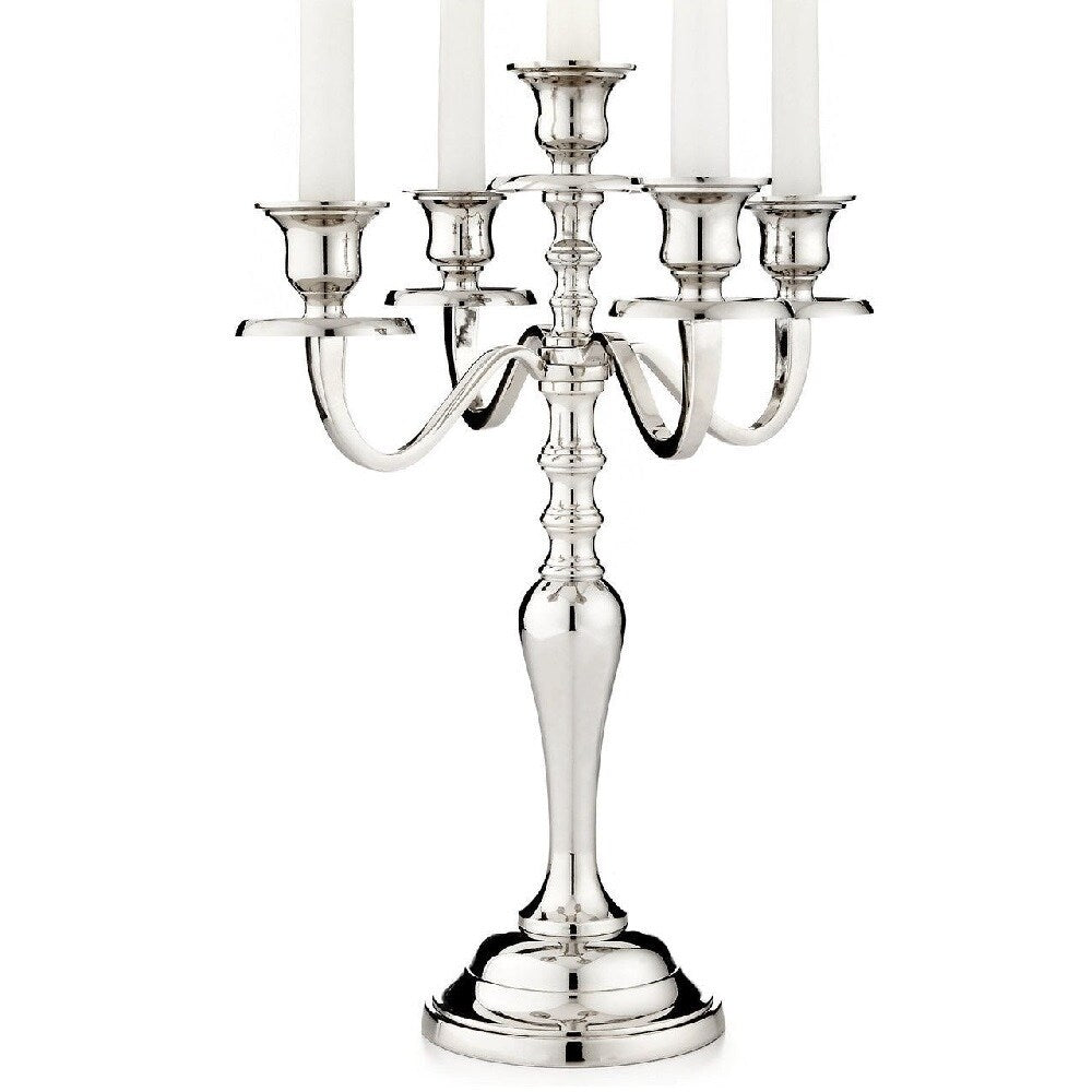 Leeber Limited 5 Lite Silver Finish Hampton Candelabra 16 - 8 x 14 x 18