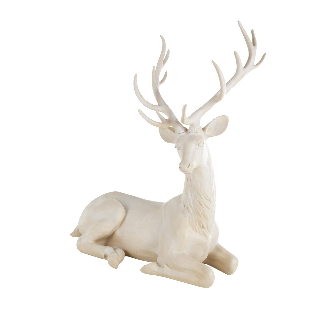 Resin Reindeer Large Textured Floor Decorative Christmas Sculpture - Cream - Roche River Decor