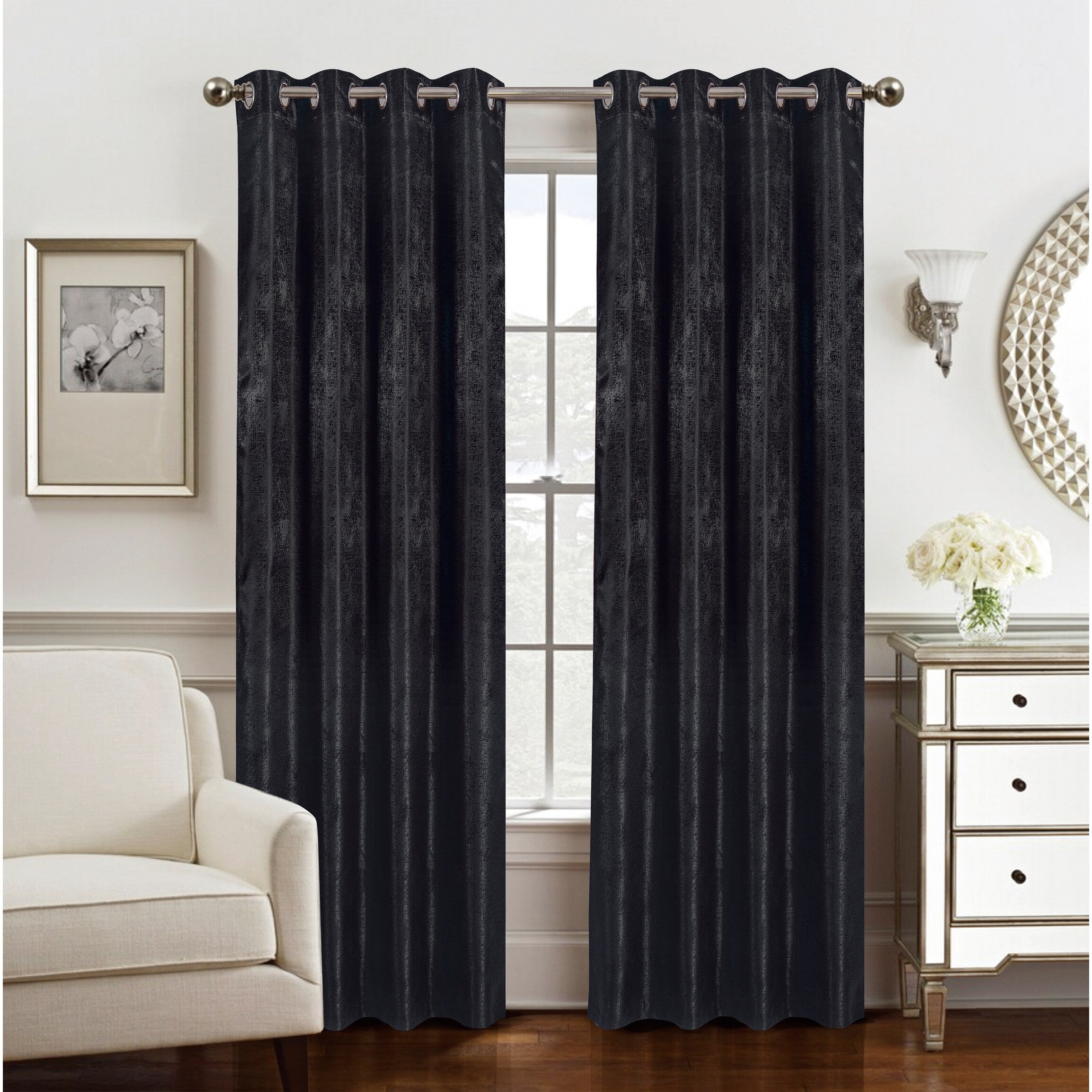 Roxy Two Tone Jacquard Grommet Window Curtain Panel 84 inch