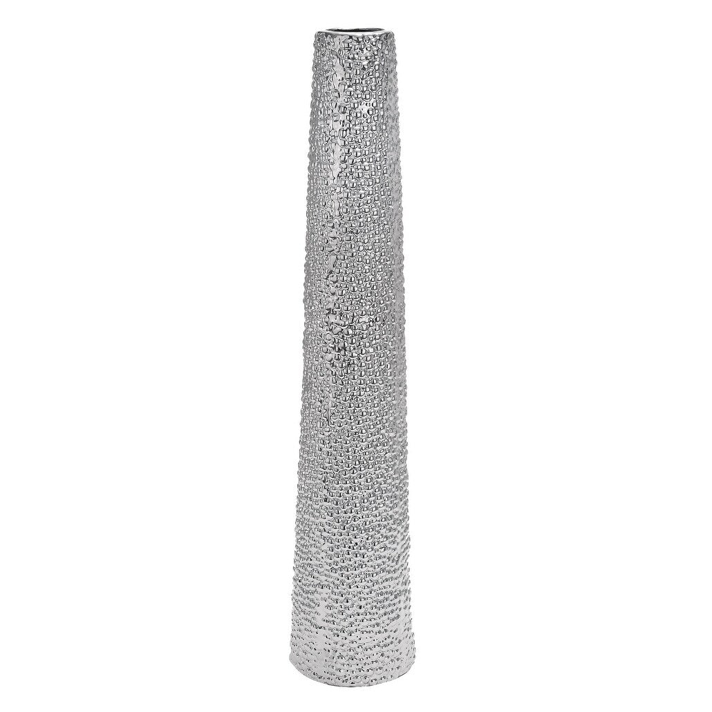 Ceramic Tall Cone Decorative Vase with Bubble Texture - Silver, White, Black, Gold - Roche River Decor