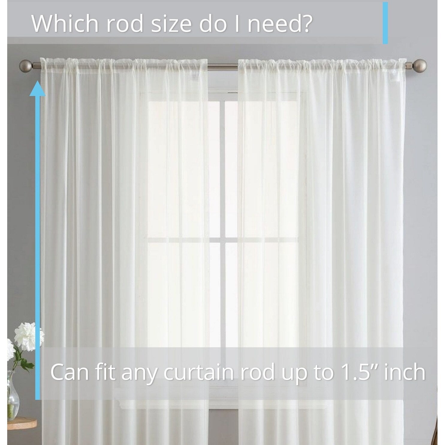 HLC.me Geneva Sheer Voile Window Treatment Rod Pocket Curtain Panels Bedroom and Living Room (Set of 4)