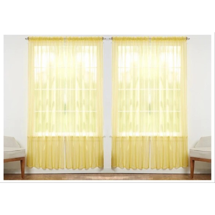 J&V Textiles 4 Pack Value Solid Sheer Window Curtain Panels - 55X84