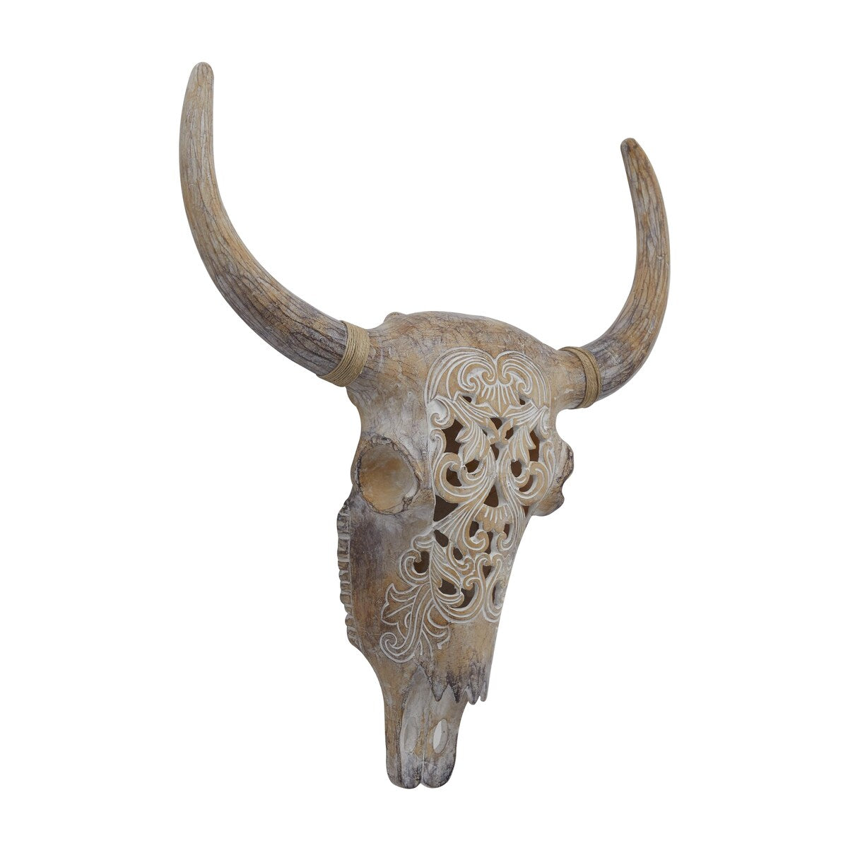 Polystone Bull Skull Home Wall Decor - Gray or Brown - Roche River Decor